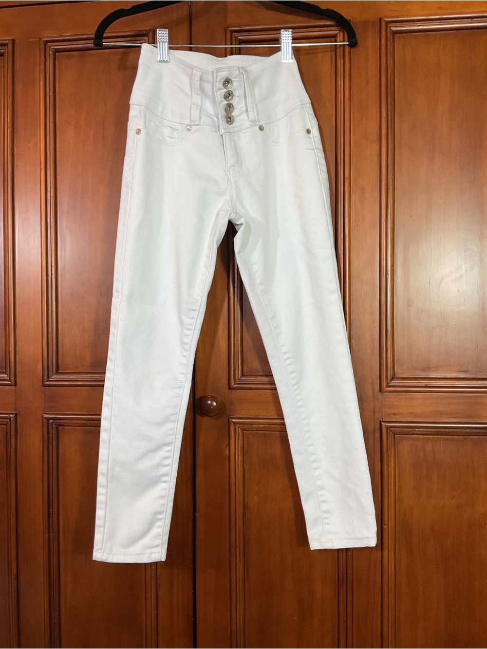 Blue Savvy Junior Womens Size 0/24 Skinny White Jeans 22” Waist High Rise 23” In